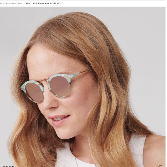 KREWE Accessories - Krewe St. Louis Mirrored sunnies in Seaglass to Marine Rose Gold